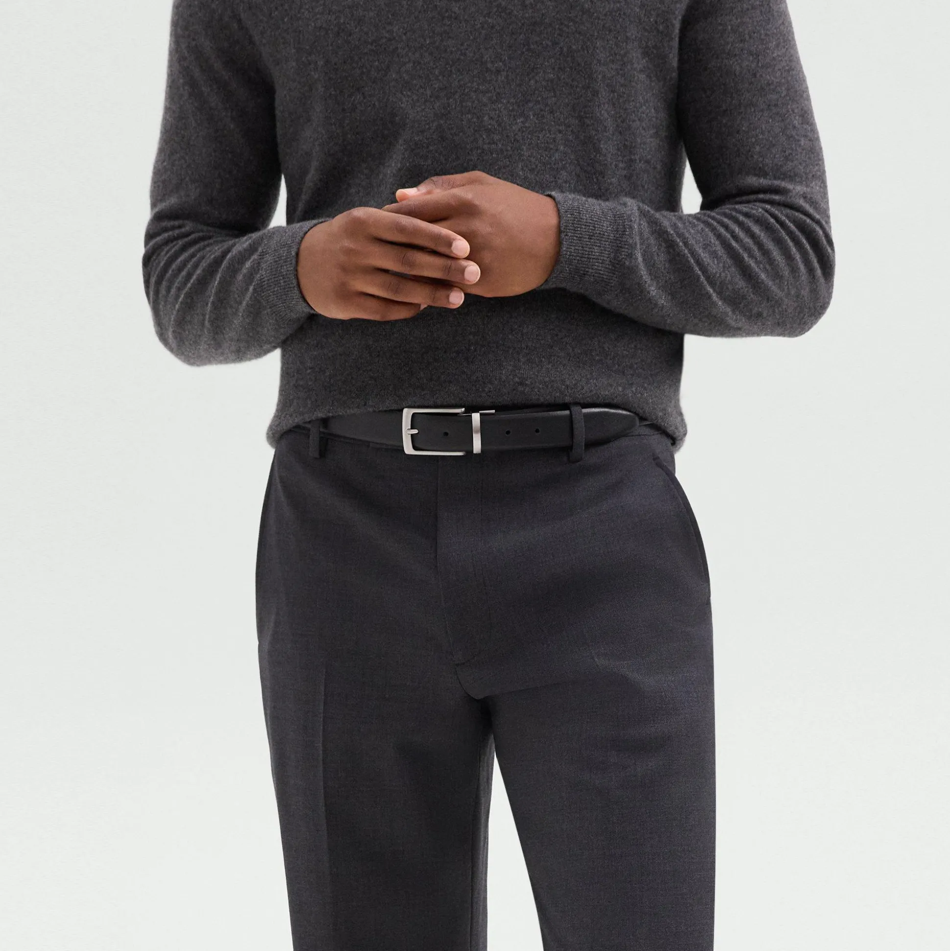 Theory Abhy Reversible Belt In Pebbled Leather-Men Accessories