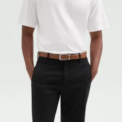 Theory Abhy Reversible Belt In Pebbled Leather-Men Accessories