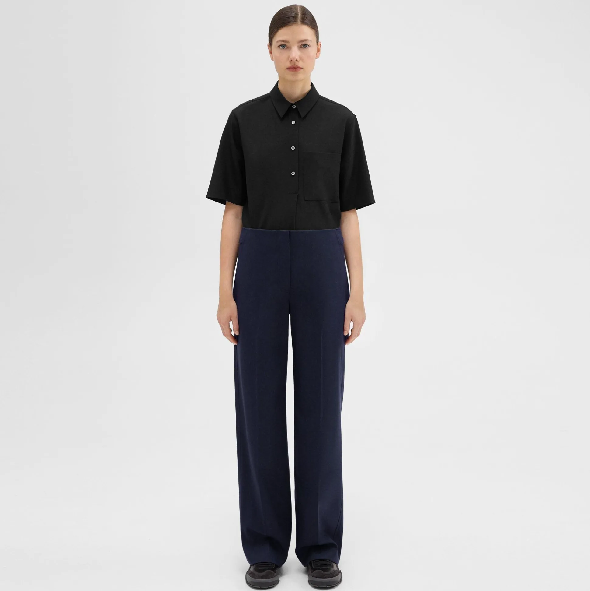 Theory Adjustable Wool Gabardine Pant-Women Suits|Pants