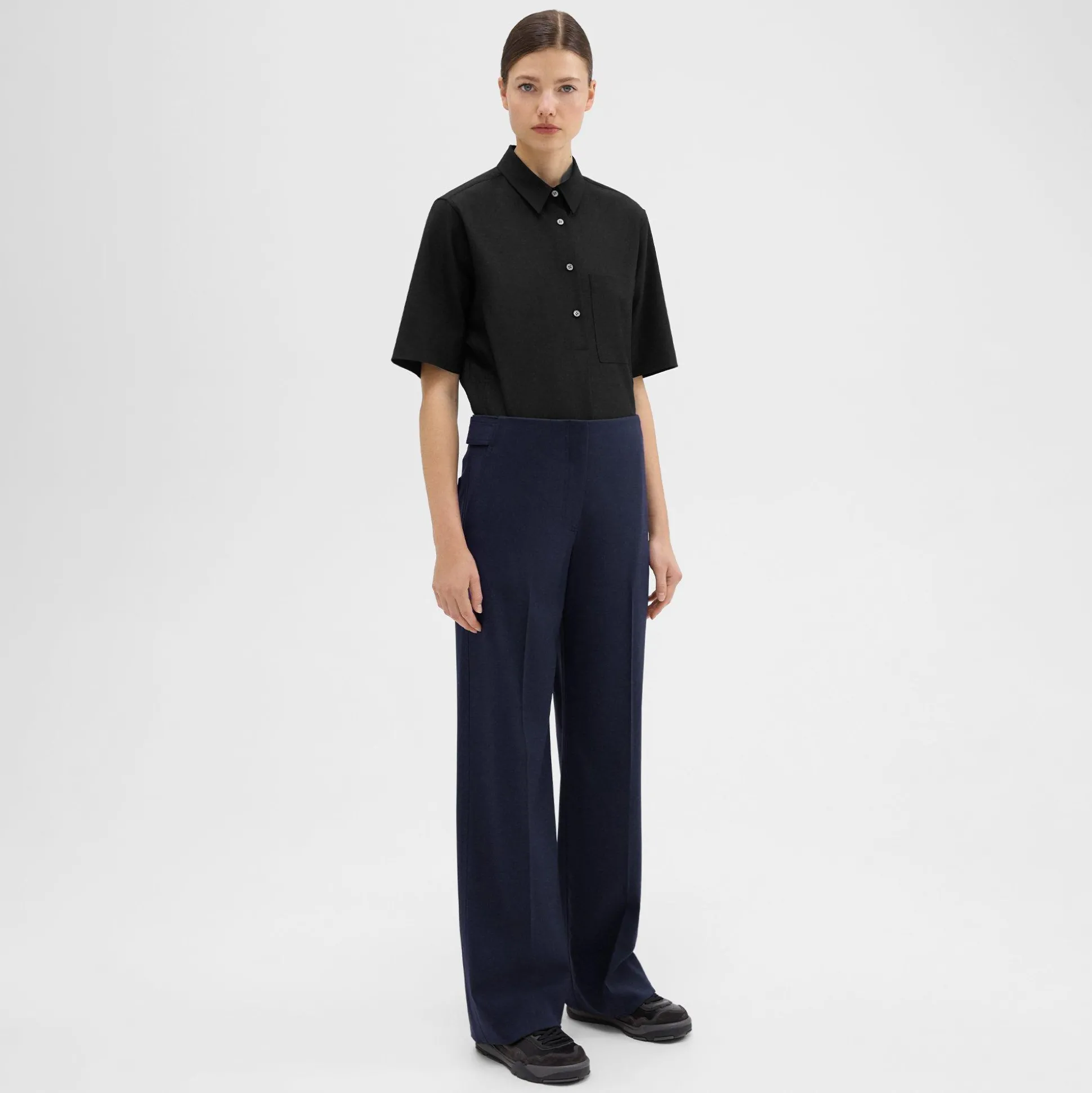 Theory Adjustable Wool Gabardine Pant-Women Suits|Pants