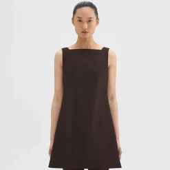 Theory A-Line Mini Dress In Double Weave-Women Dresses