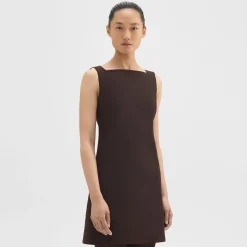 Theory A-Line Mini Dress In Double Weave-Women Dresses