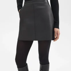 Theory A-Line Mini Skirt In Leather-Women Skirts