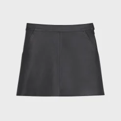 Theory A-Line Mini Skirt In Leather-Women Skirts