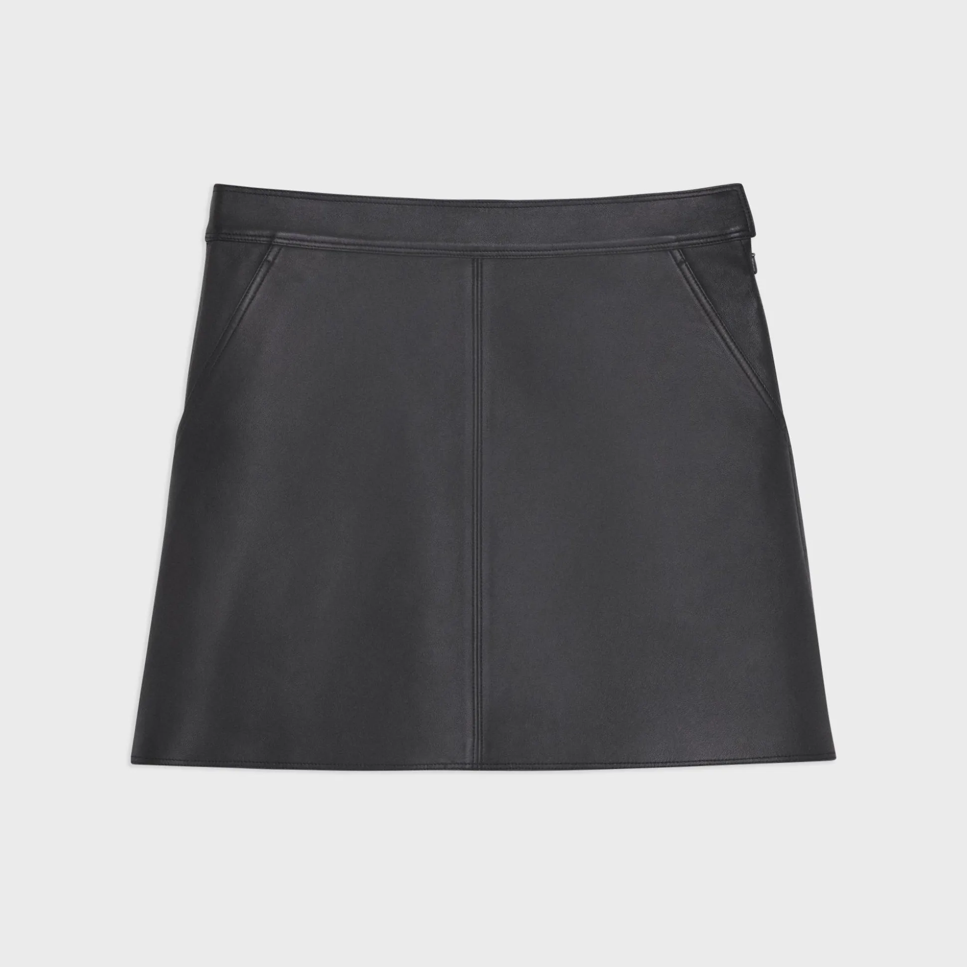 Theory A-Line Mini Skirt In Leather-Women Skirts
