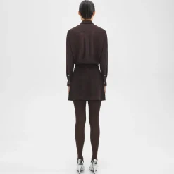 Theory A-Line Mini Skirt In Suede-Women Skirts