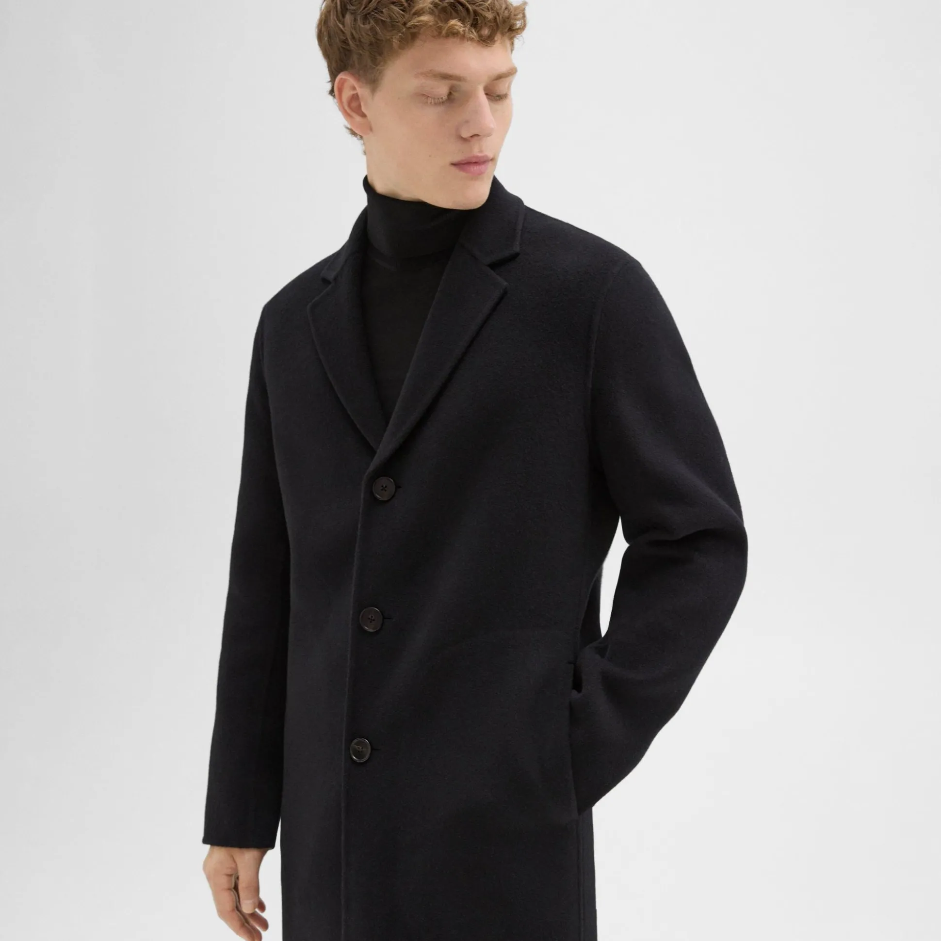 Theory Almec Coat In Double-Face Wool-Cashmere-Men Outerwear