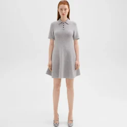 Theory Babydoll Polo Dress In Felted Wool-Cashmere-Women Dresses