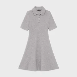 Theory Babydoll Polo Dress In Felted Wool-Cashmere-Women Dresses