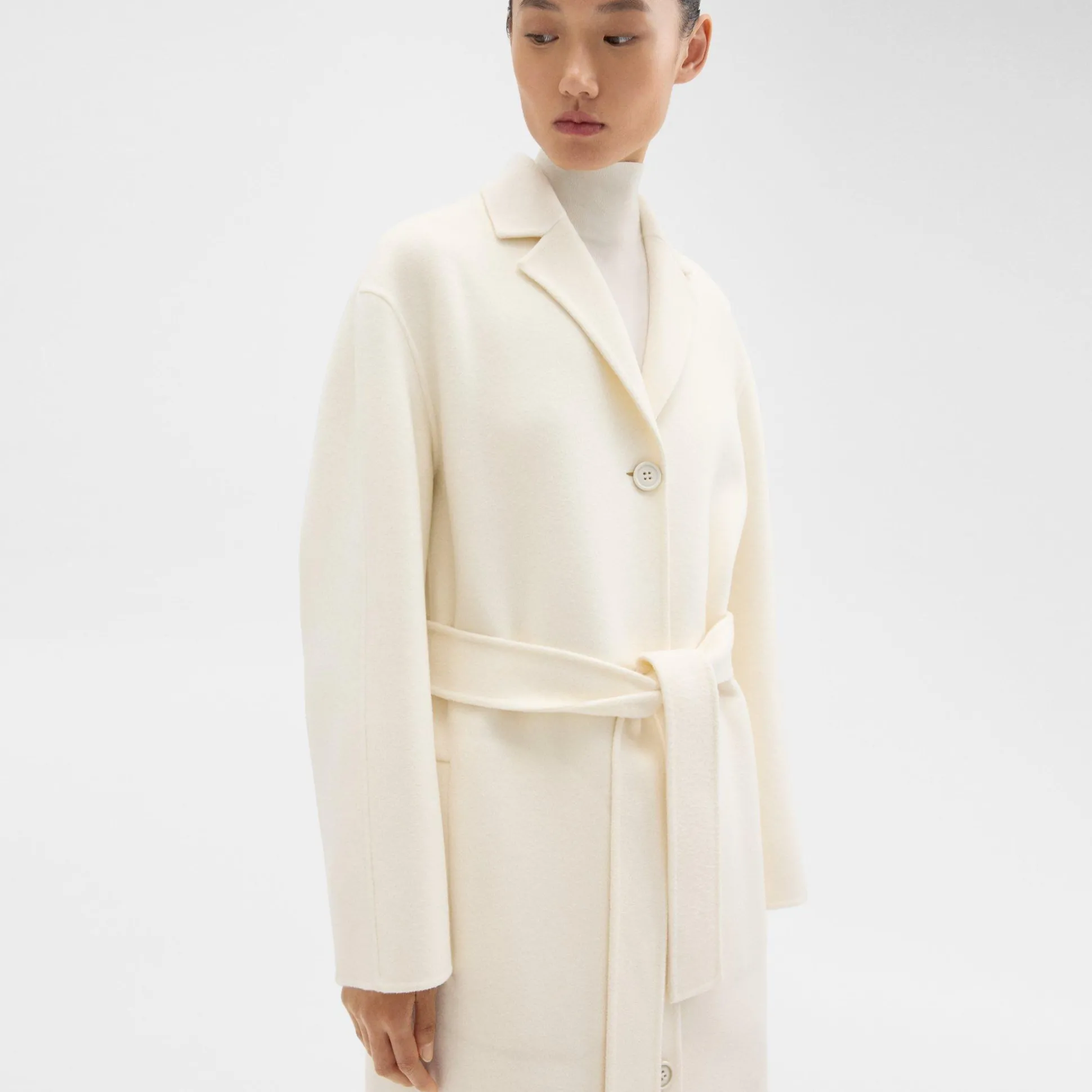 Theory Belted Coat In Double-Face Wool-Cashmere-Women Outerwear