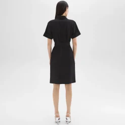 Theory Belted Shirt Dress In Stretch Wool-Women Dresses
