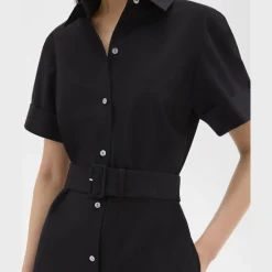 Theory Belted Shirt Dress In Stretch Wool-Women Dresses