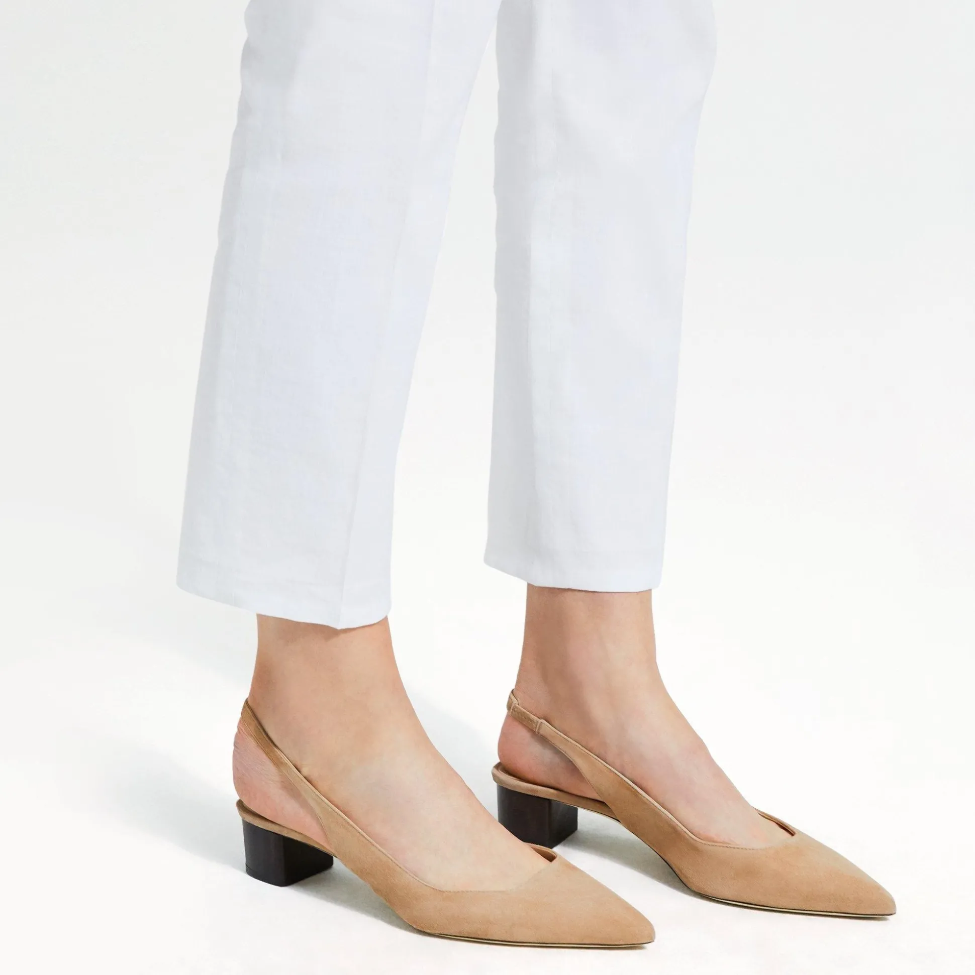 Theory Block Heel Slingback In Suede-Women Shoes
