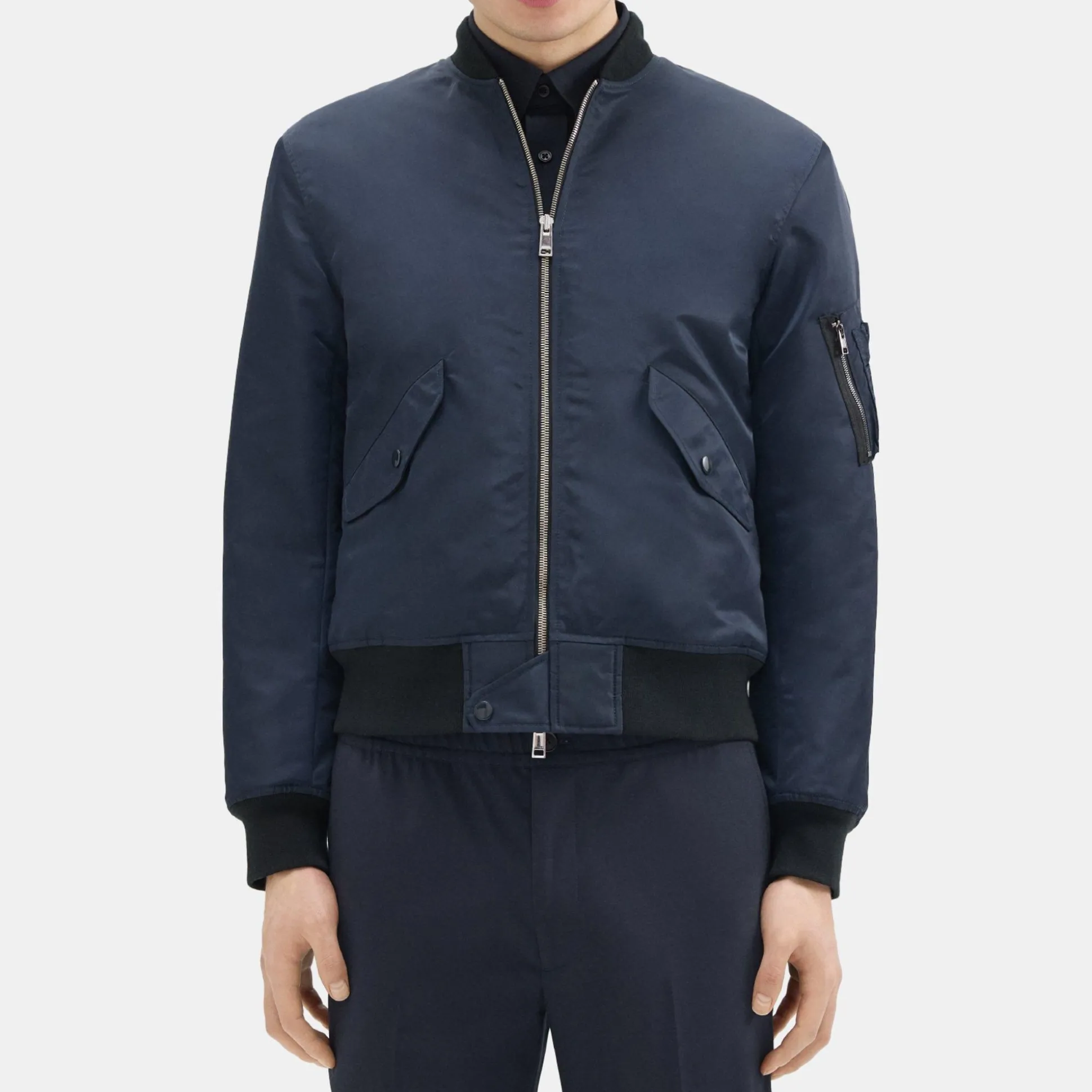 Theory Bomber Puffer Jacket In Recycled Nylon-Men Outerwear|Blazers + Jackets