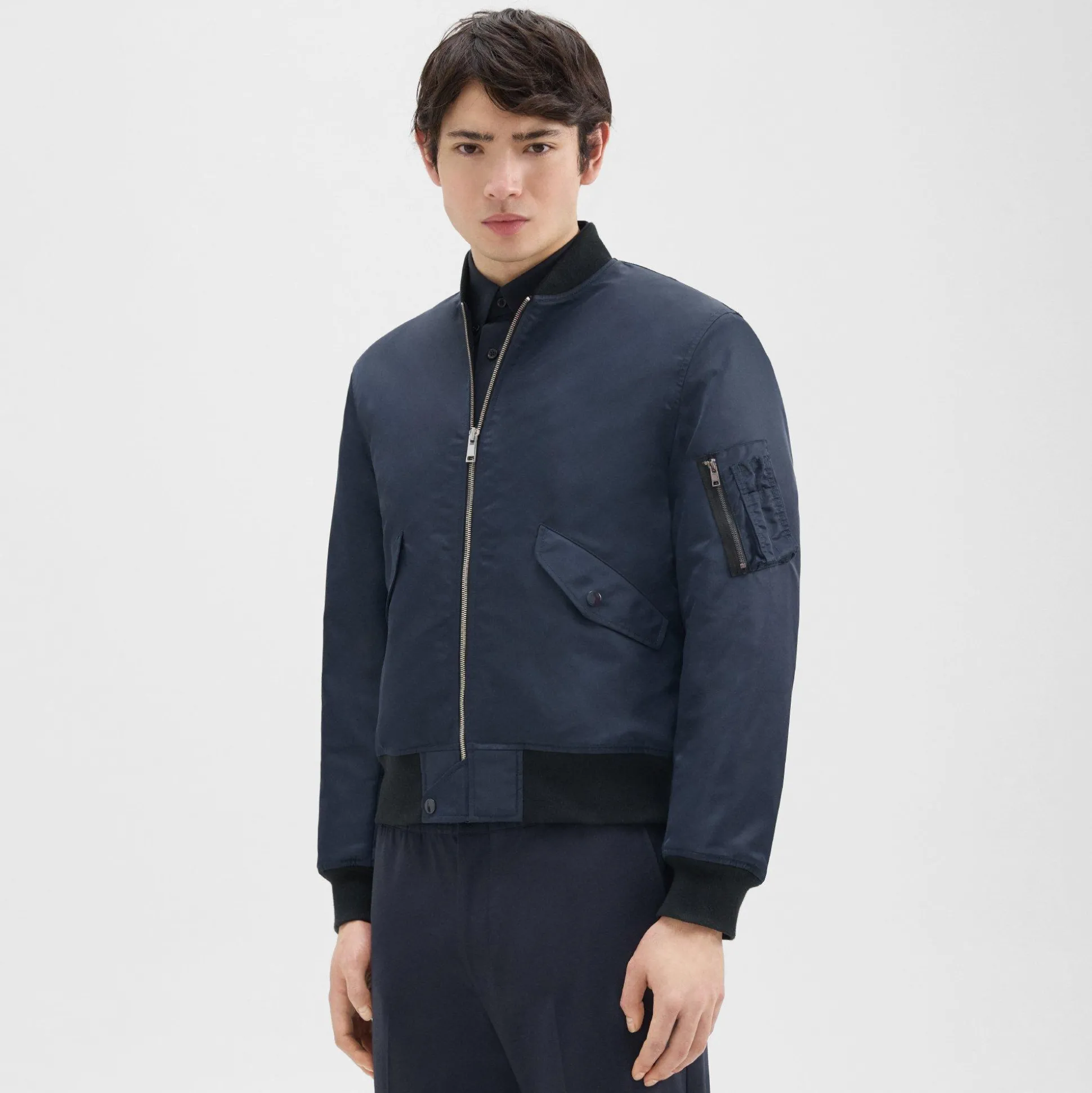 Theory Bomber Puffer Jacket In Recycled Nylon-Men Outerwear|Blazers + Jackets