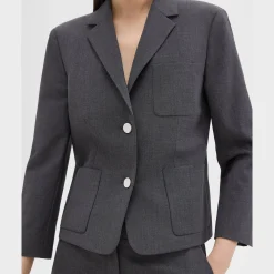 Theory Boxy Patch Pocket Blazer In Good Wool-Women Blazers + Jackets|Suits