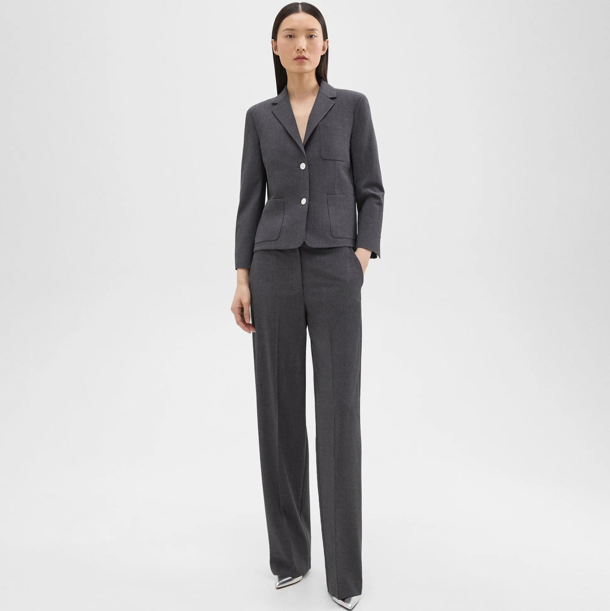Theory Boxy Patch Pocket Blazer In Good Wool-Women Blazers + Jackets|Suits