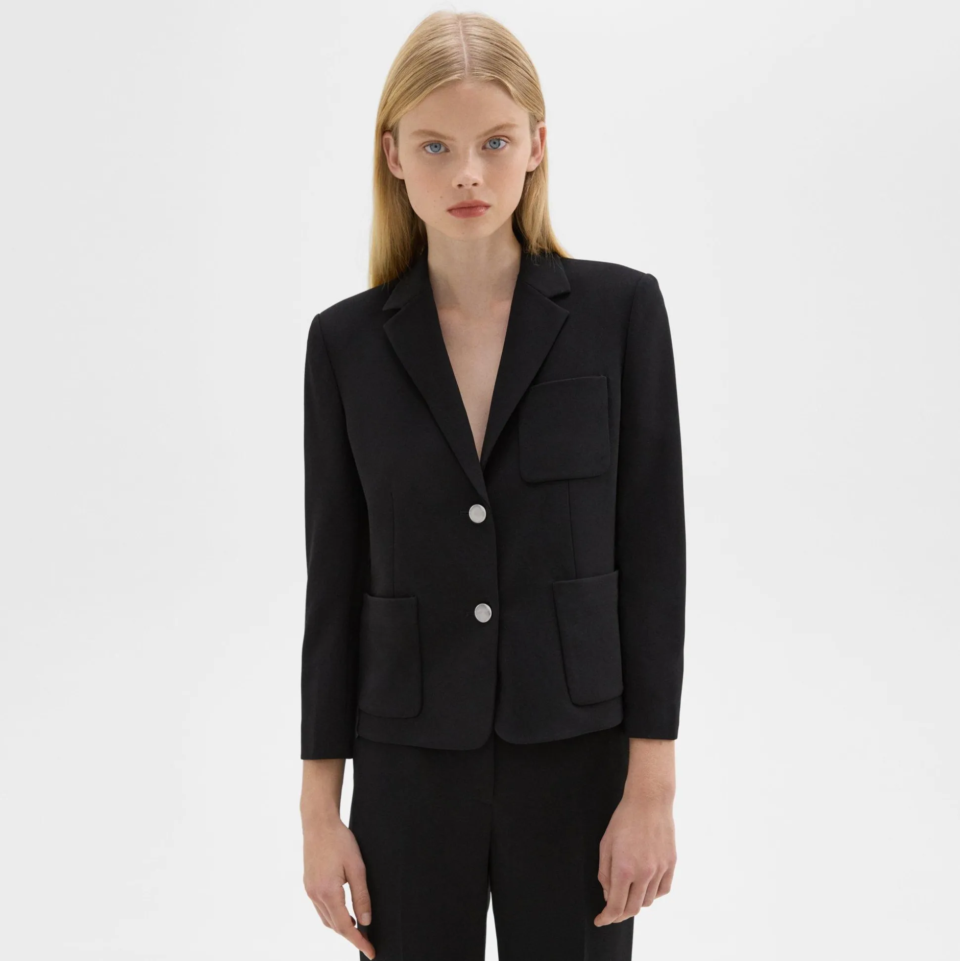 Theory Boxy Patch Pocket Blazer In Admiral Crepe-Women Suits|Blazers + Jackets