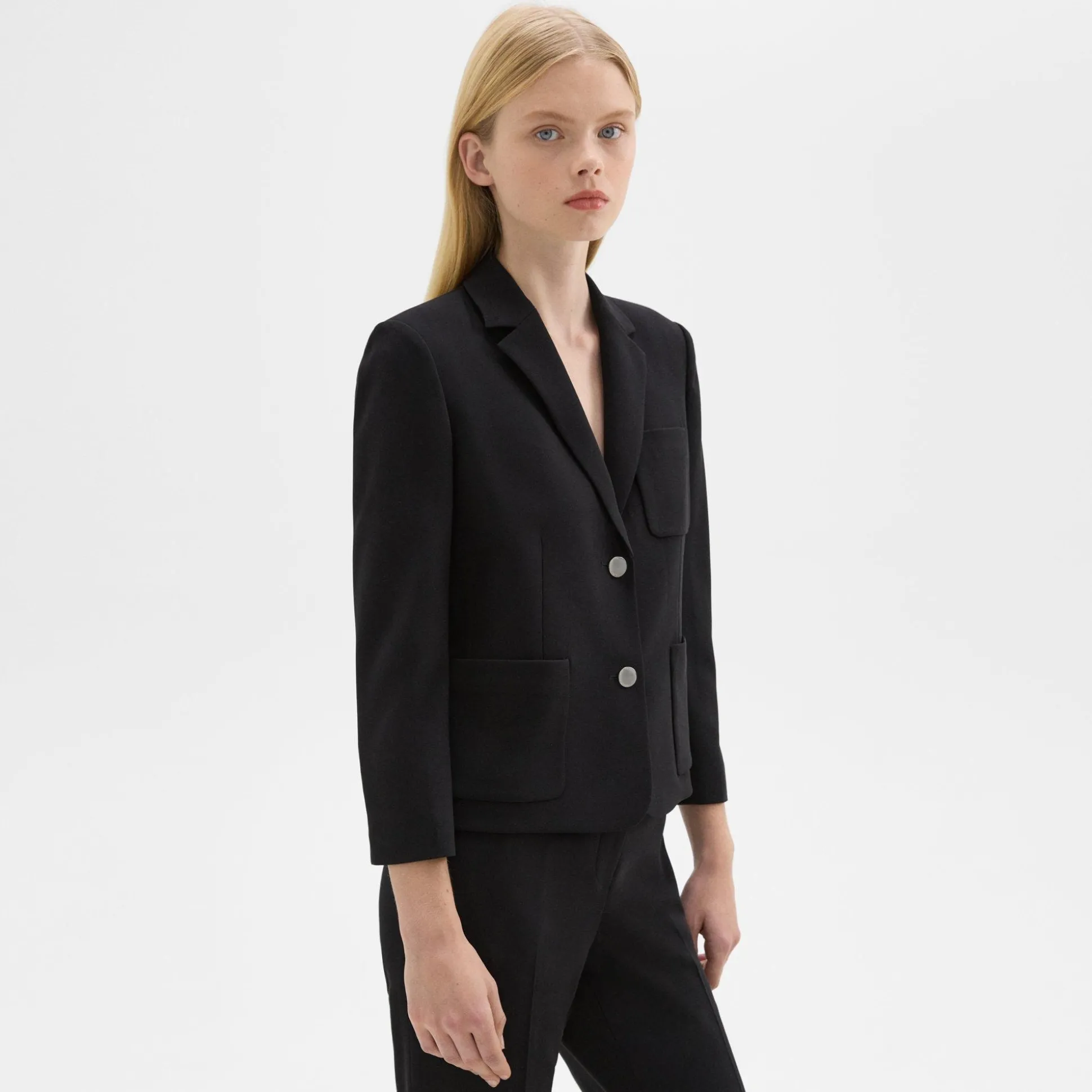 Theory Boxy Patch Pocket Blazer In Admiral Crepe-Women Suits|Blazers + Jackets