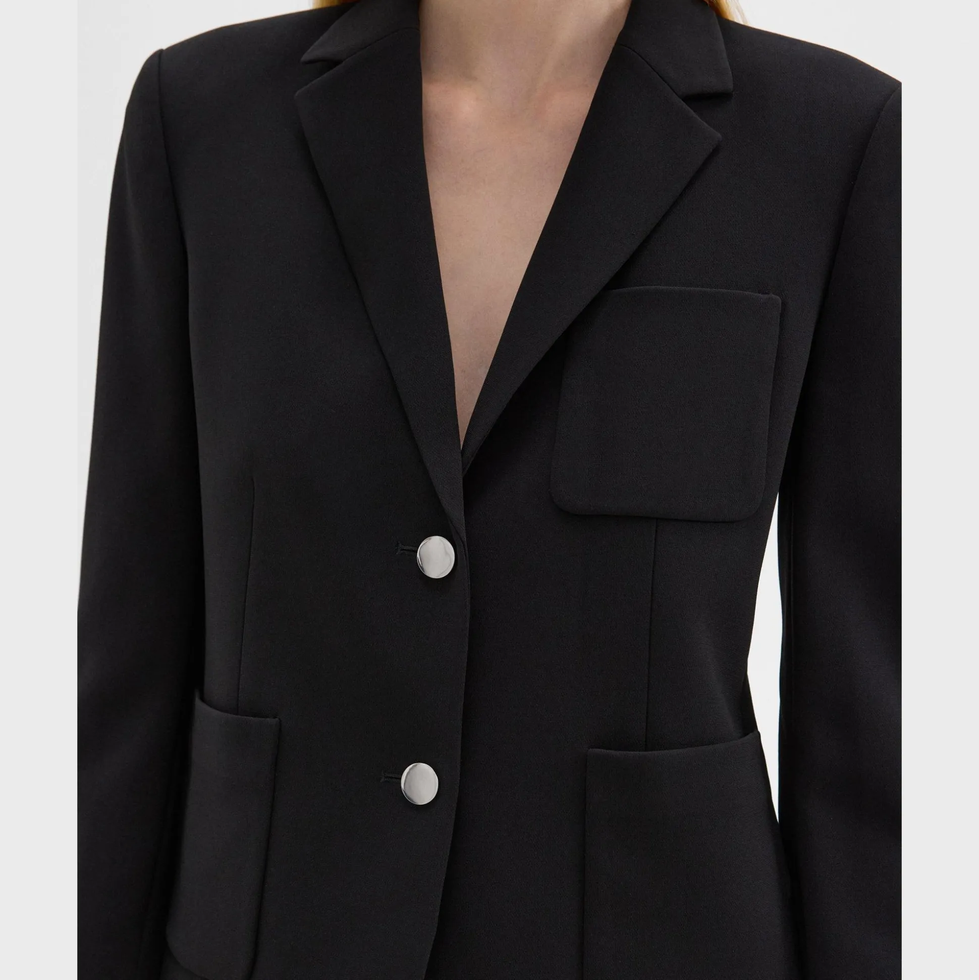 Theory Boxy Patch Pocket Blazer In Admiral Crepe-Women Suits|Blazers + Jackets
