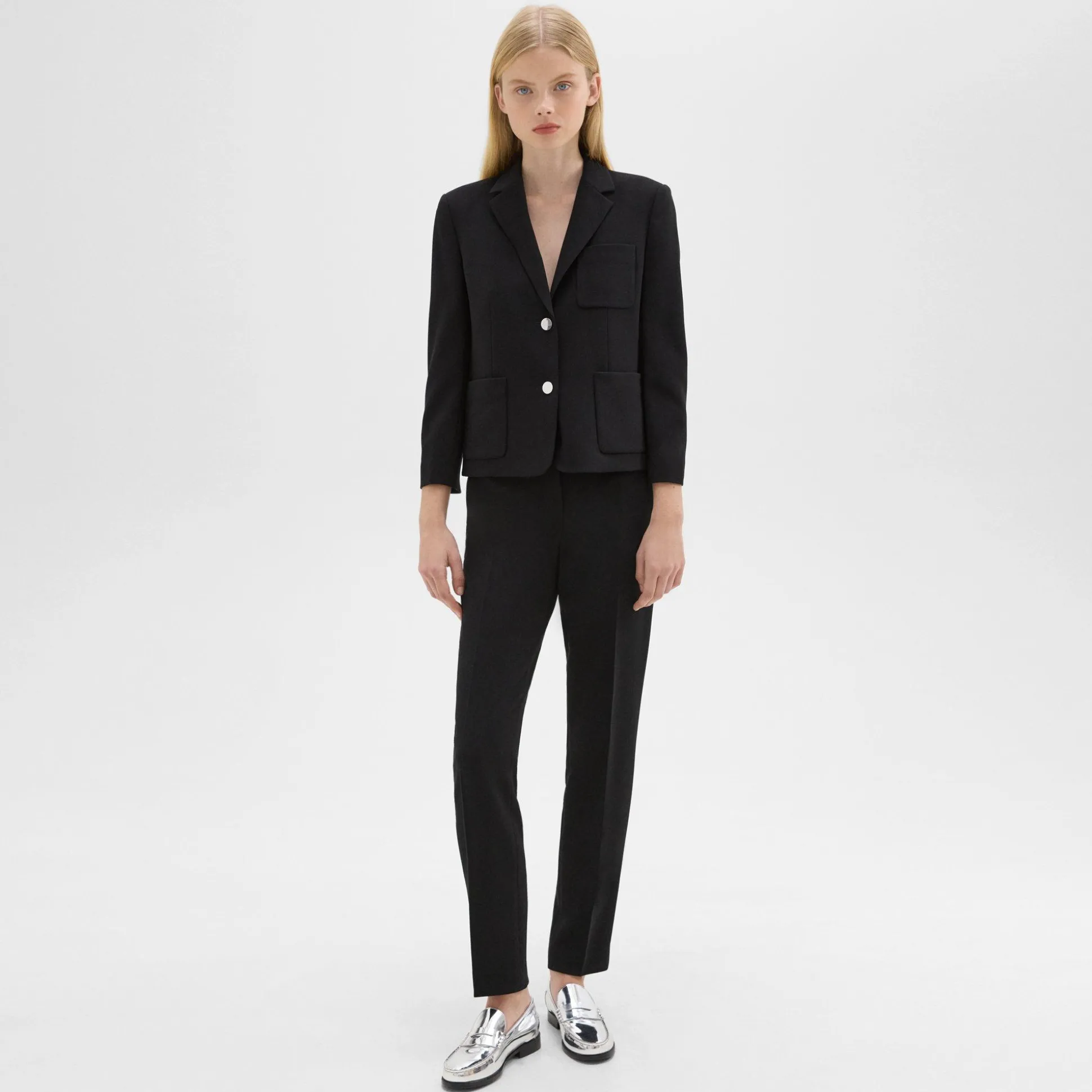 Theory Boxy Patch Pocket Blazer In Admiral Crepe-Women Suits|Blazers + Jackets