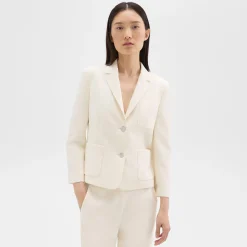 Theory Boxy Patch Pocket Blazer In Admiral Crepe-Women Suits|Blazers + Jackets