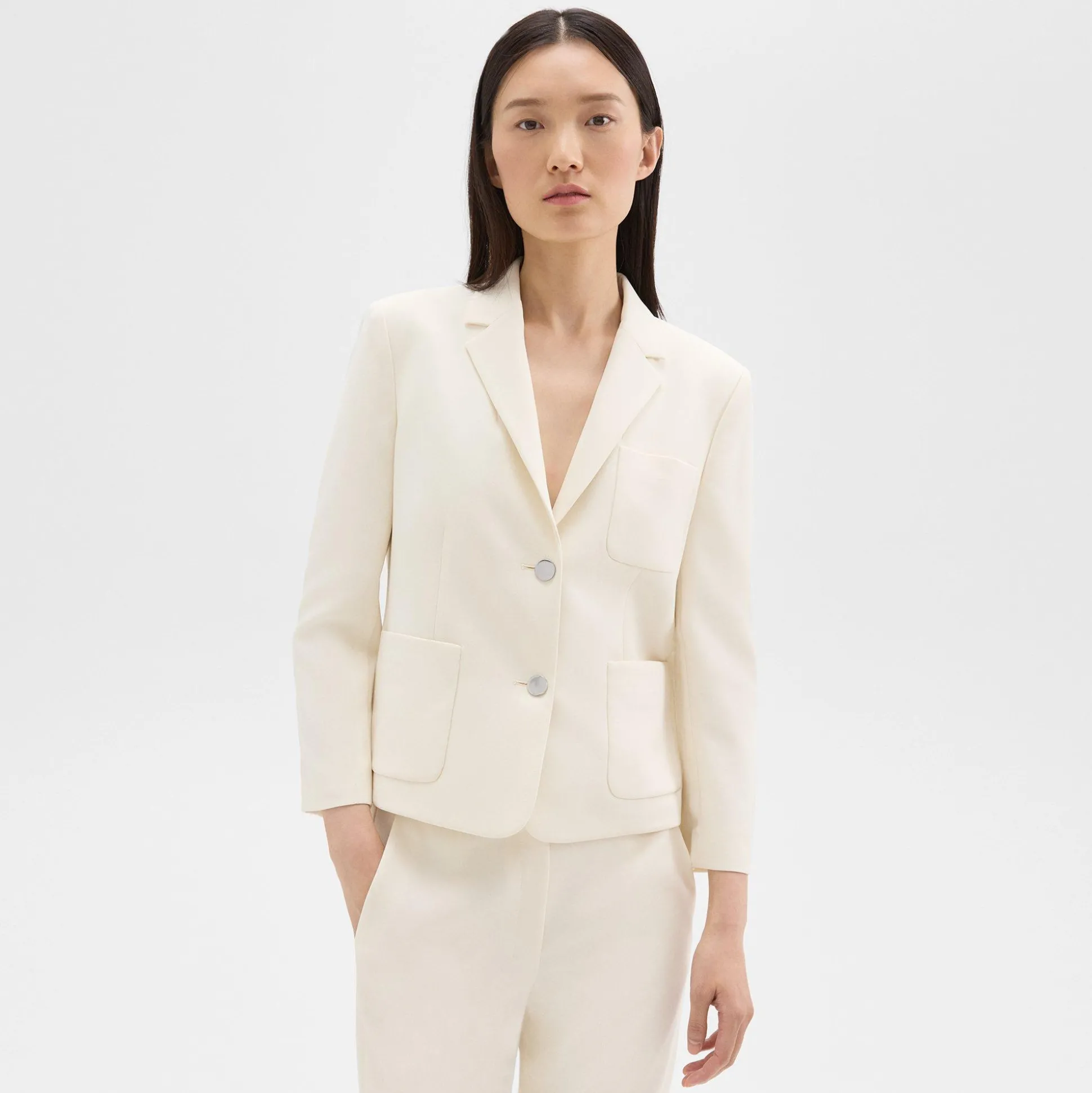 Theory Boxy Patch Pocket Blazer In Admiral Crepe-Women Suits|Blazers + Jackets