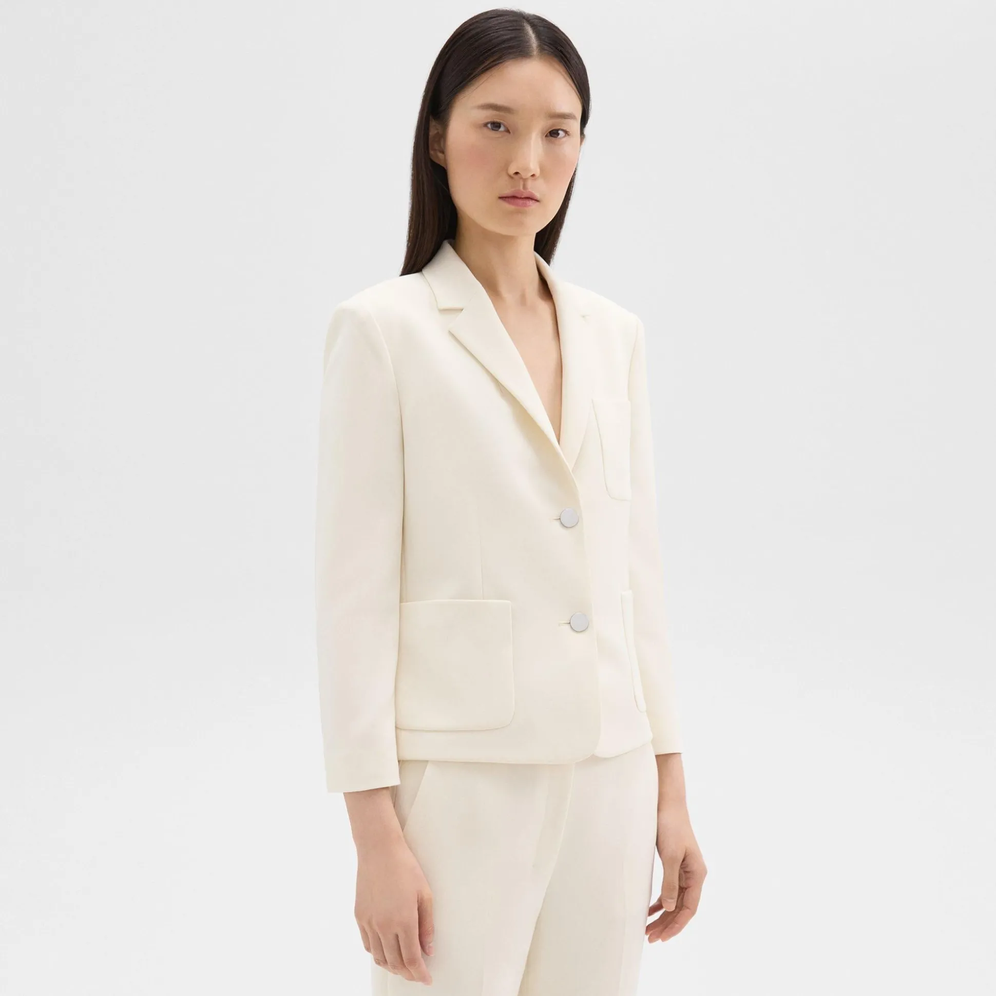 Theory Boxy Patch Pocket Blazer In Admiral Crepe-Women Suits|Blazers + Jackets