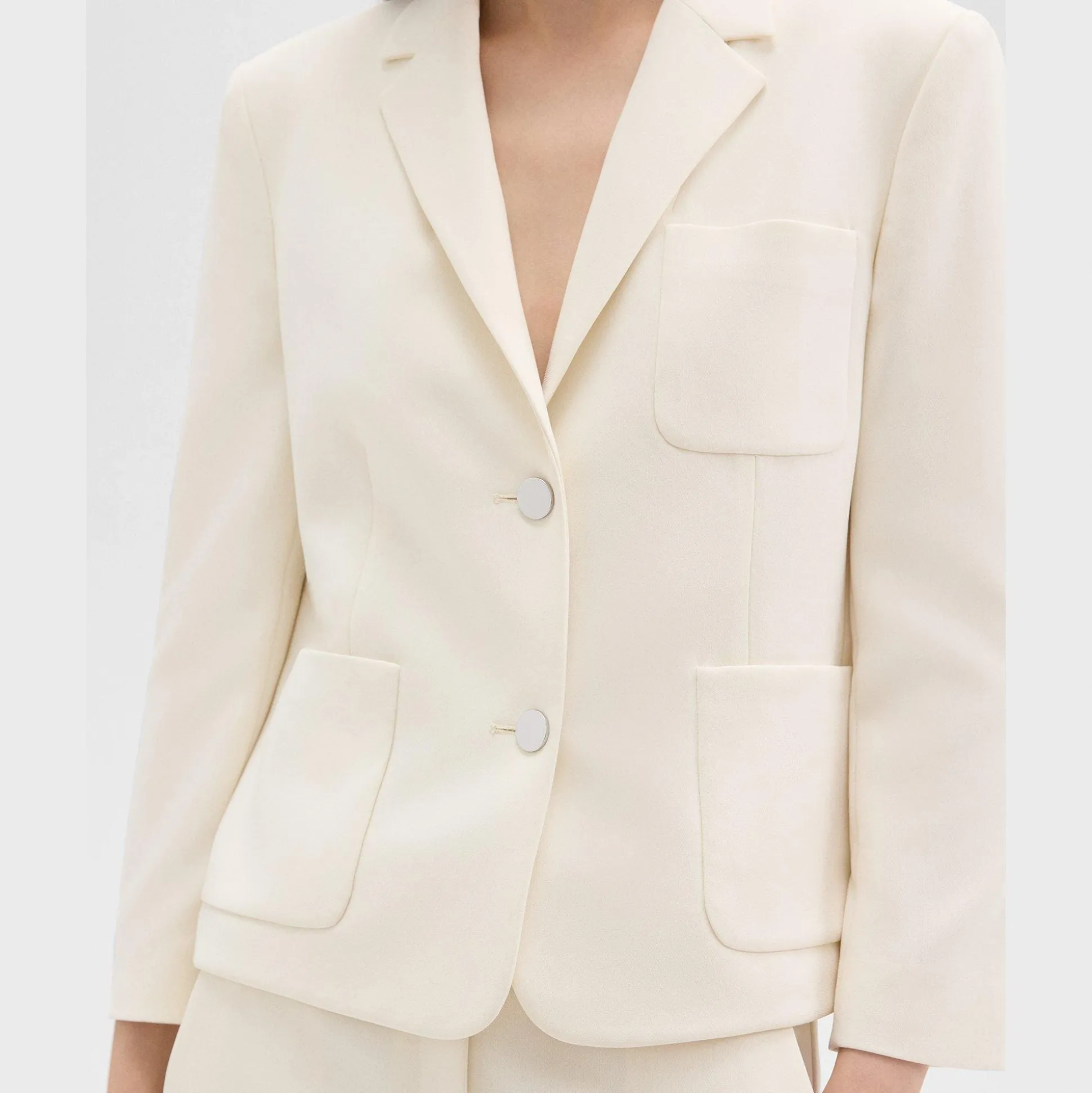 Theory Boxy Patch Pocket Blazer In Admiral Crepe-Women Suits|Blazers + Jackets