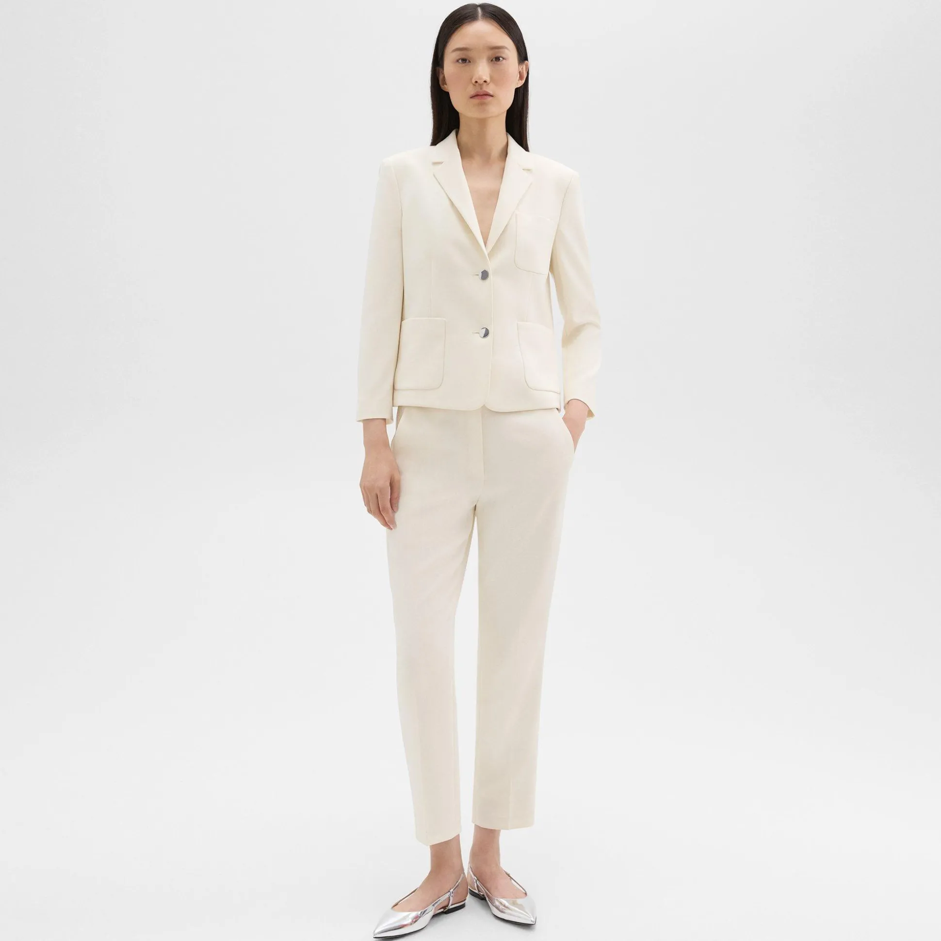 Theory Boxy Patch Pocket Blazer In Admiral Crepe-Women Suits|Blazers + Jackets