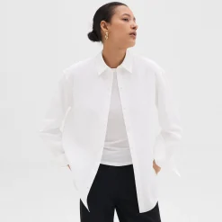Theory Boyfriend Shirt In Good Cotton-Women Tops