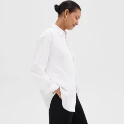 Theory Boyfriend Shirt In Good Cotton-Women Tops