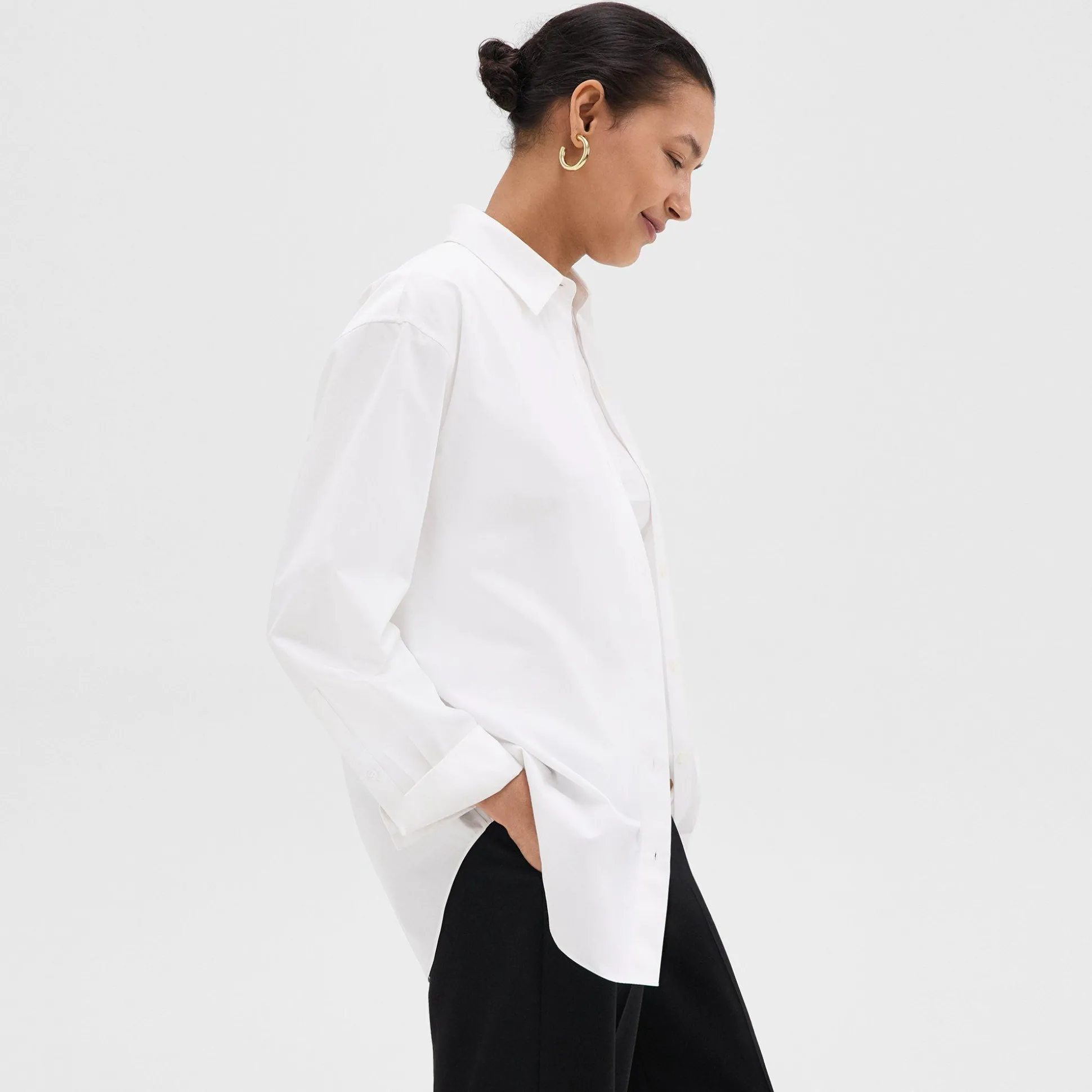 Theory Boyfriend Shirt In Good Cotton-Women Tops