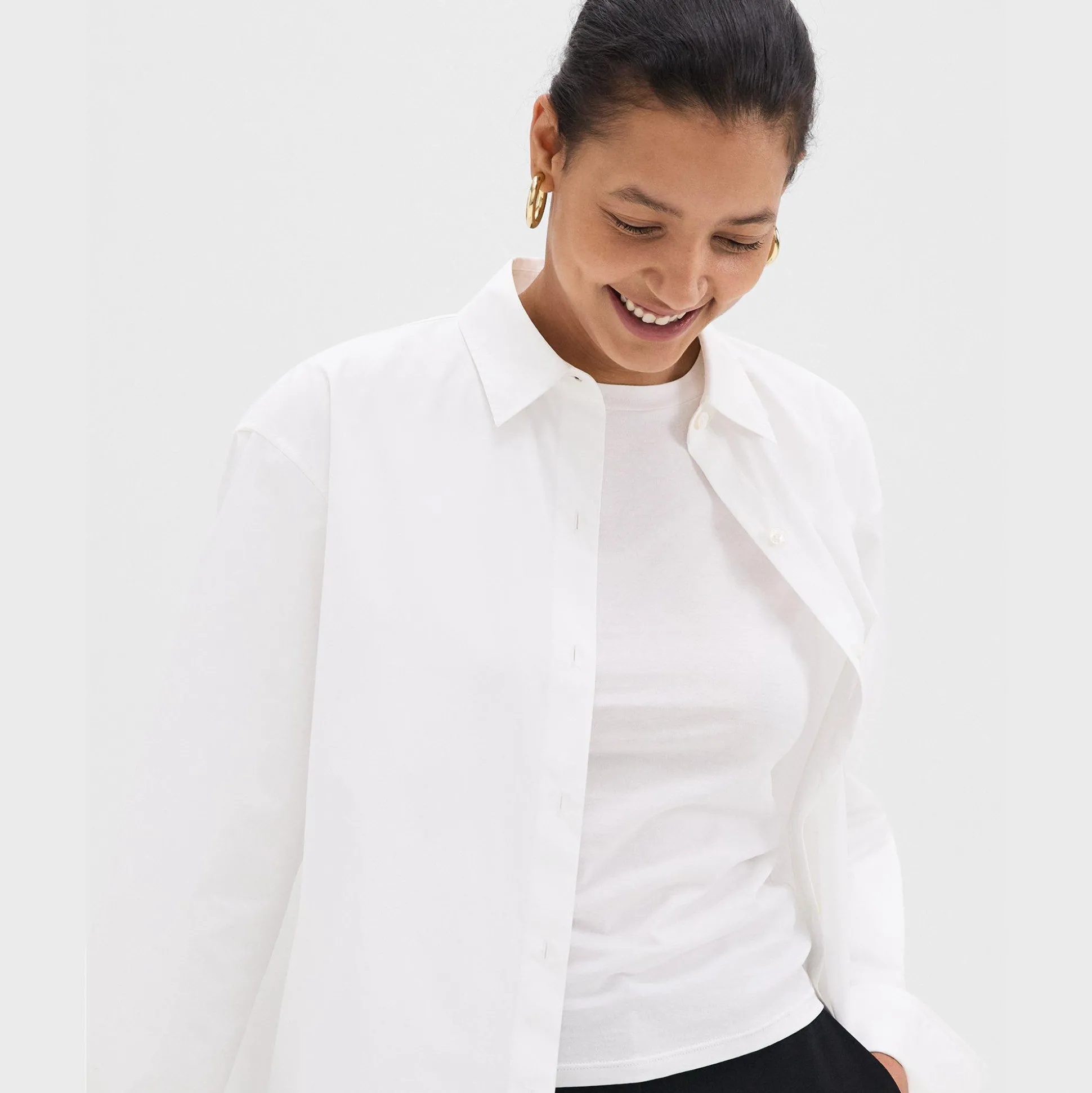 Theory Boyfriend Shirt In Good Cotton-Women Tops