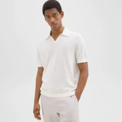 Theory Brenan Polo Shirt In Cotton-Linen-Men T-shirts + Polos|Sweaters + Cardigans