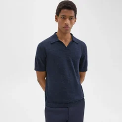 Theory Brenan Polo Shirt In Cotton-Linen-Men T-shirts + Polos|Sweaters + Cardigans