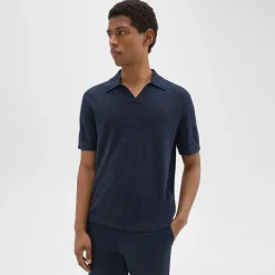Theory Brenan Polo Shirt In Cotton-Linen-Men T-shirts + Polos|Sweaters + Cardigans