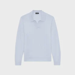 Theory Briody Long-Sleeve Polo In Merino Wool-Men Sweaters + Cardigans