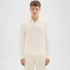 Theory Briody Long-Sleeve Polo In Merino Wool-Men Sweaters + Cardigans