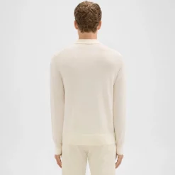 Theory Briody Long-Sleeve Polo In Merino Wool-Men Sweaters + Cardigans
