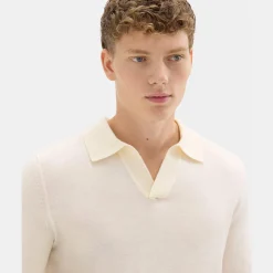 Theory Briody Long-Sleeve Polo In Merino Wool-Men Sweaters + Cardigans