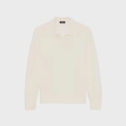 Theory Briody Long-Sleeve Polo In Merino Wool-Men Sweaters + Cardigans