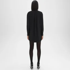 Theory Button-Up Tunic In Crepe-Women Dresses