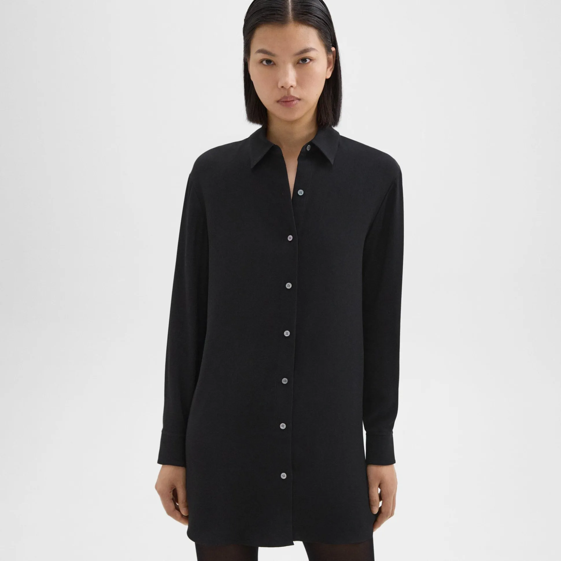 Theory Button-Up Tunic In Crepe-Women Dresses