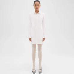 Theory Button-Up Tunic In Crepe-Women Dresses