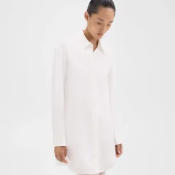 Theory Button-Up Tunic In Crepe-Women Dresses
