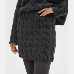 Theory Cable Knit Mini Skirt In Felted Wool-Cashmere-Women Skirts