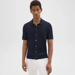 Theory Cairn Short-Sleeve Shirt In Cotton-Men Sweaters + Cardigans|Shirts