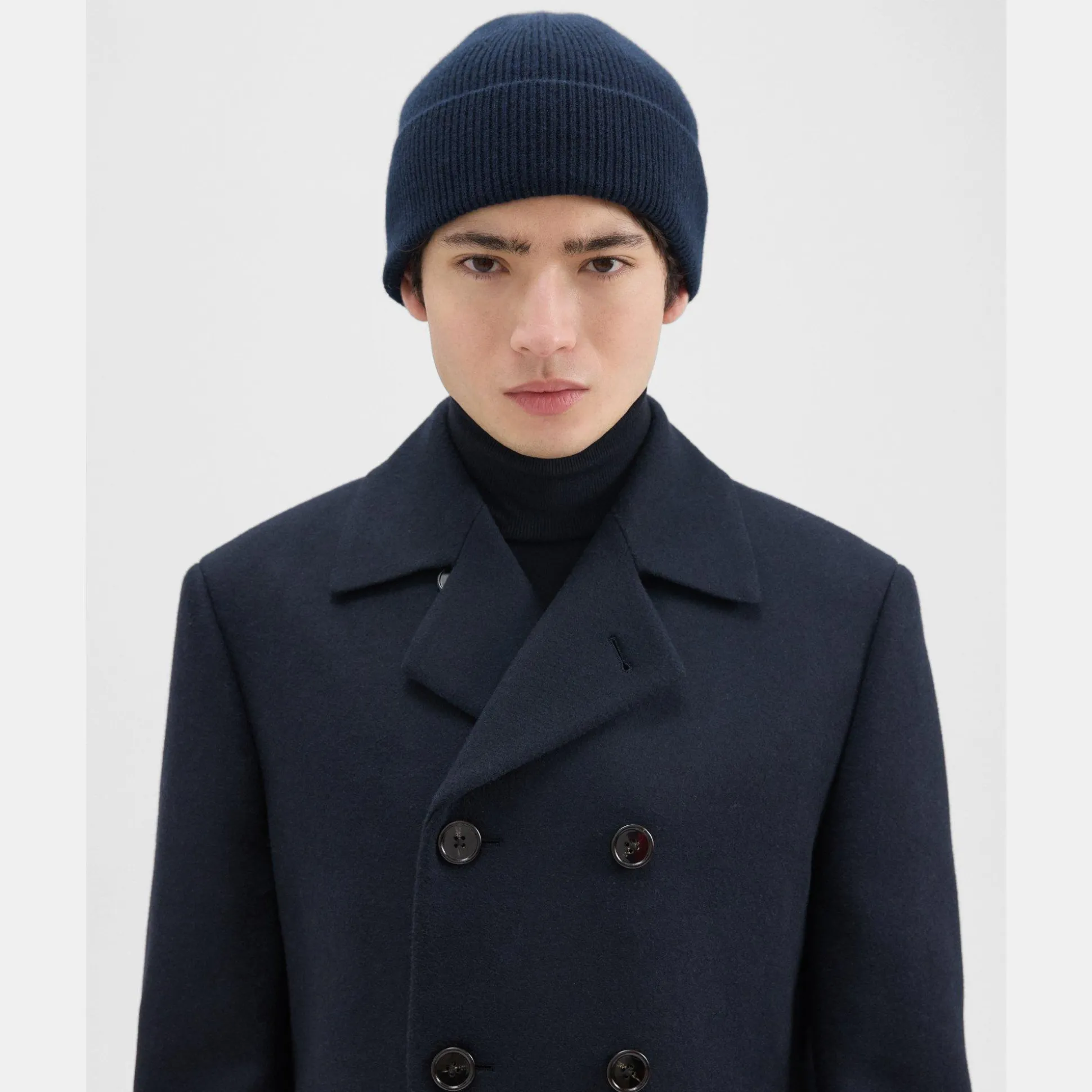 Theory Camden Beanie In Ribbed Cashmere-Men Accessories
