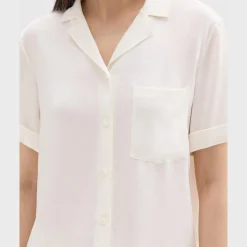 Theory Camp Shirt In Silk Georgette-Women Tops